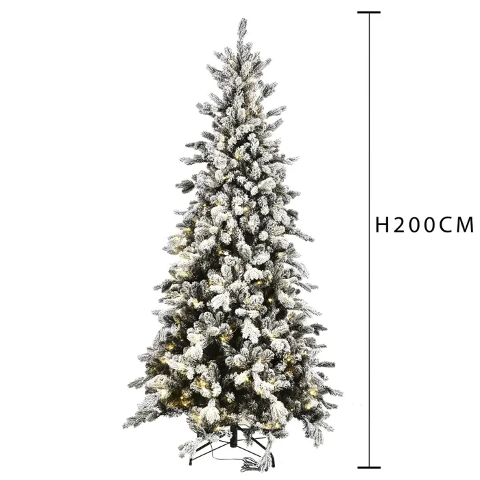 Albero di Natale Artificiale H200 cm Abete Dolomiti innevato 991 Tips 260 Led Verde - immagine 3