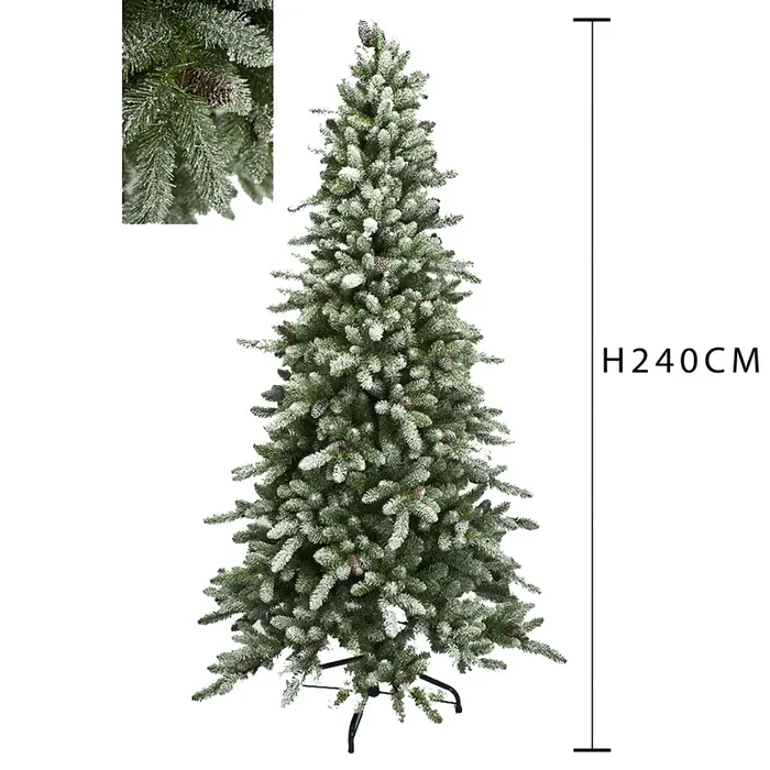 Albero di Natale Artificiale H244 cm Abete Slim con Neve 1505 Tips Verde - immagine 2