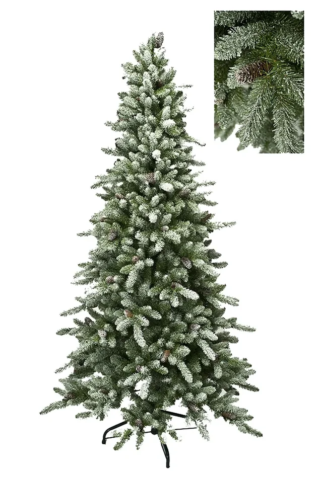 Albero di Natale Artificiale H244 cm Abete Slim con Neve 1505 Tips Verde - immagine 3