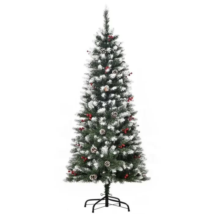 Albero di Natale Artificiale Innevato 150 cm 408 Rami con Pigne Verde