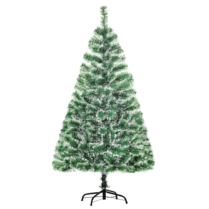 Albero di Natale Artificiale Innevato 150 cm 416 Rami Verde e Bianco