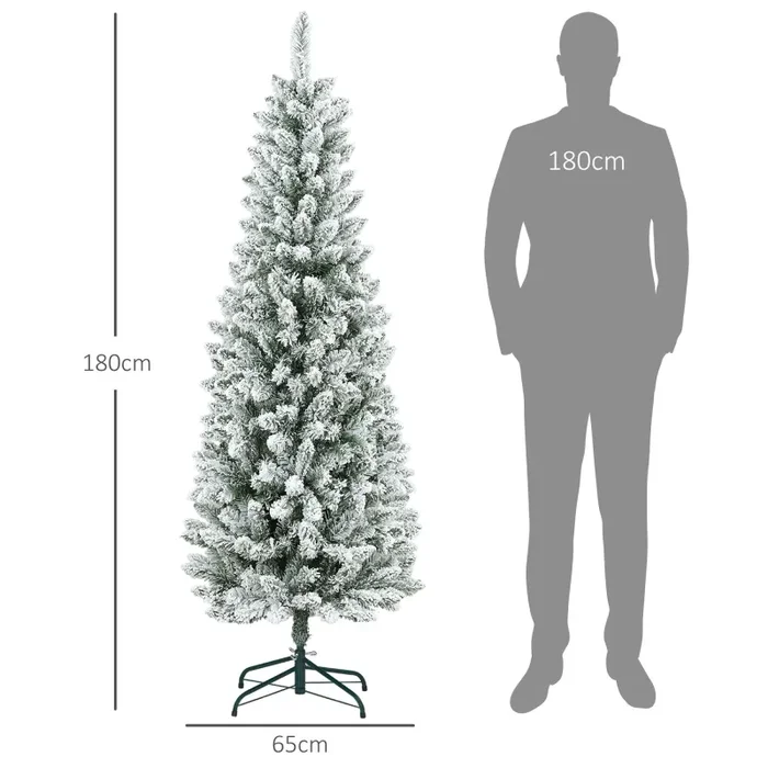 Albero di Natale Artificiale Innevato 180 cm 479 Rami Design Alto e Stretto Verde - immagine 3