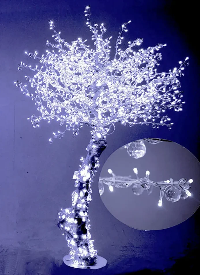 Albero di Natale Luminoso con 1010 Led Bianco Freddo 150xH200cm Cristallo