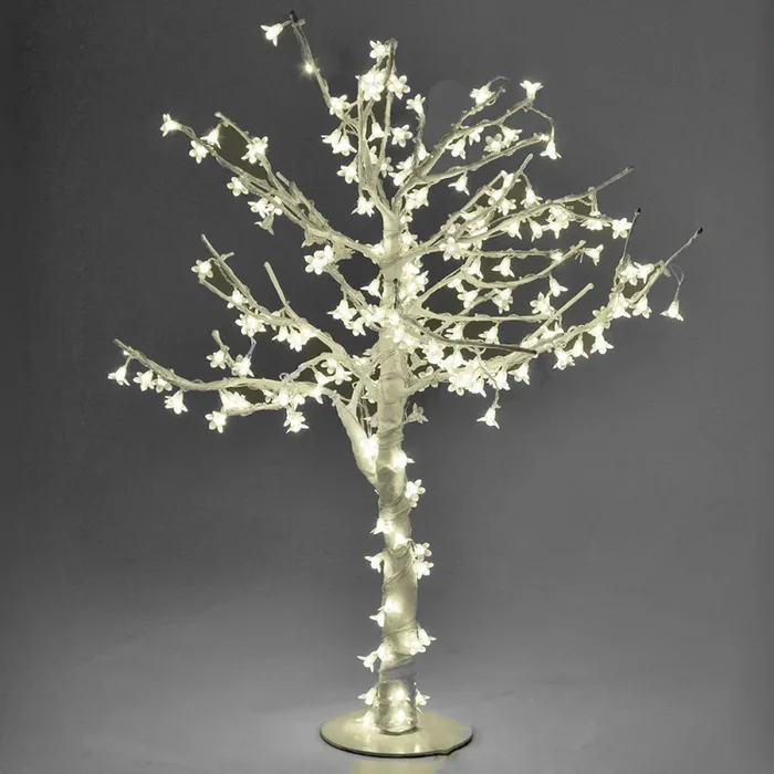 Albero di Natale Luminoso con 384 Led Bianco Caldo H150cm Ciliegio