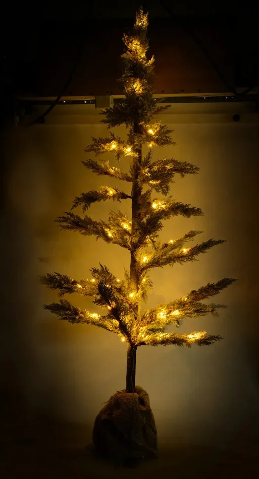 Albero di Natale Luminoso con LED e Pigne in PVC H170cm Juta Verde Innevato Saldi - immagine 3