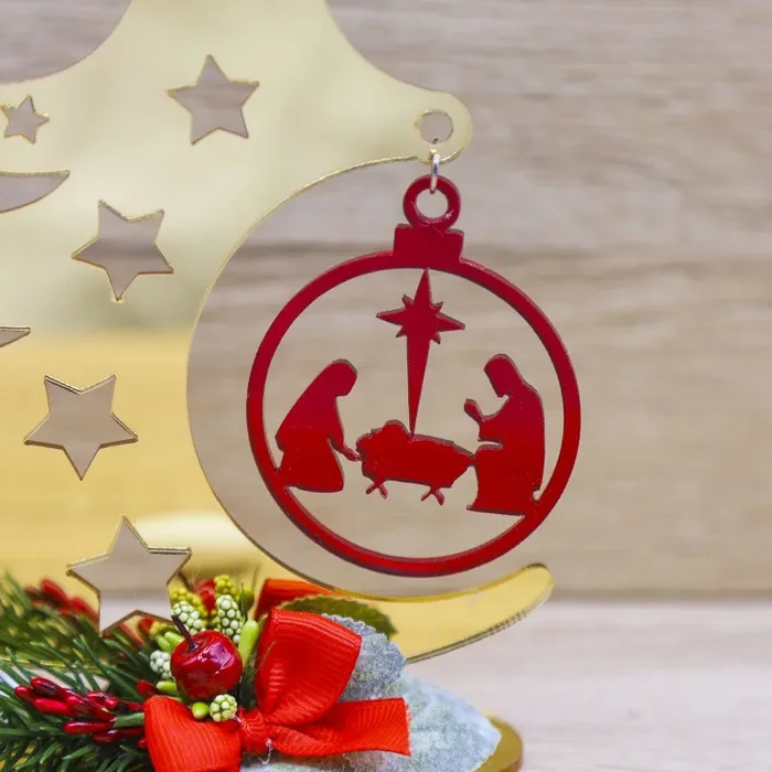 Albero di Natale Oro con Sacra Famiglia - immagine 2