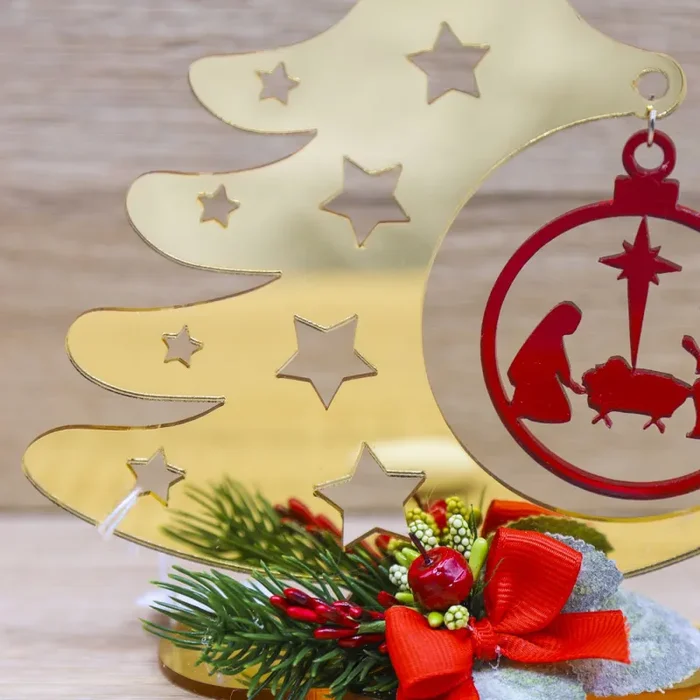 Albero di Natale Oro con Sacra Famiglia - immagine 3