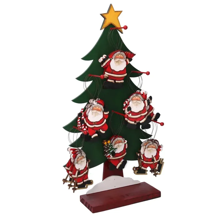 Albero espositore legno c/48 decorazioni base rettangolare cm 30x12xh53