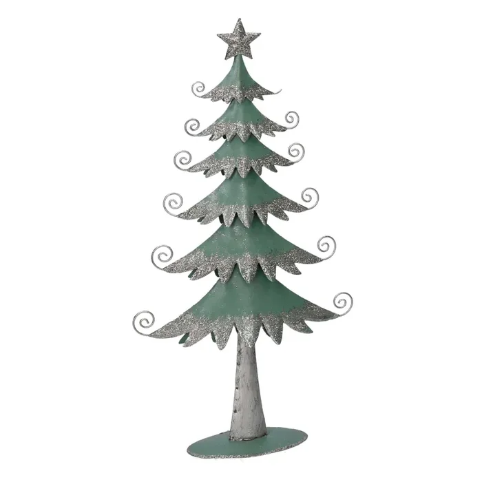 Albero metallo argento e verde salvia cm 21×6,5xh40,5