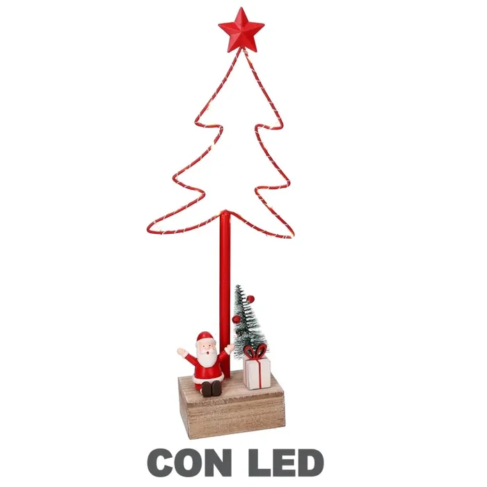 Albero metallo led con babbo natale rosso cm 7x15xh39