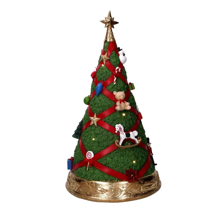 Albero resina con led rosso e verde cm Ø26,8xh46,3 Vendita calda online