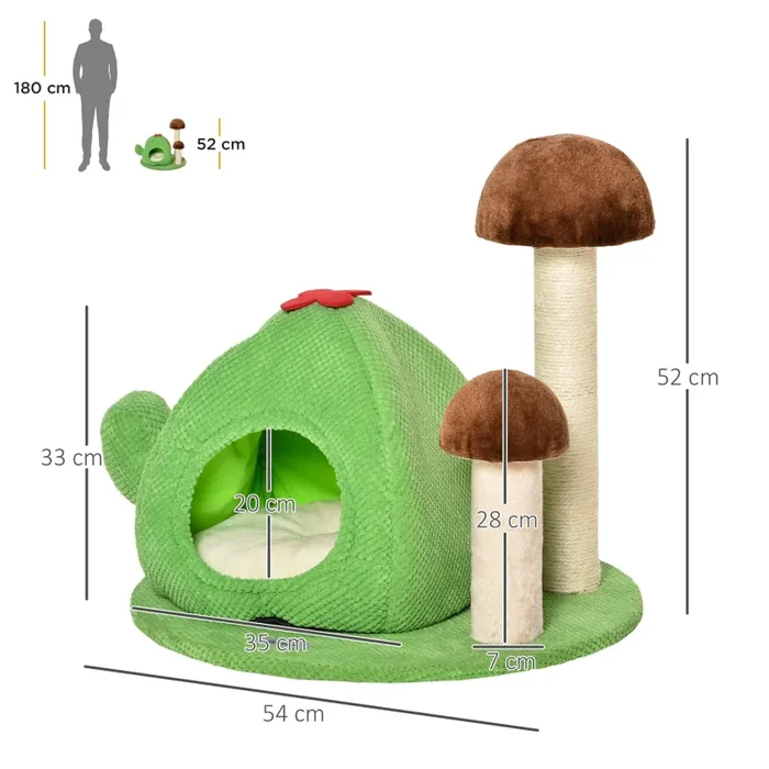 Albero Tiragraffi a Cactus per Gatti 54x54x52 cm in Corda Sisal e Poliestere Multicolore - immagine 3