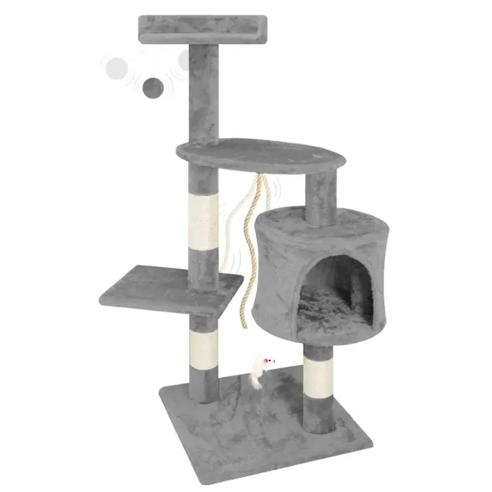 Albero Tiragraffi con Cuccia per Gatti H112 cm Rizzetti Picasso Grigio In saldo - immagine 2