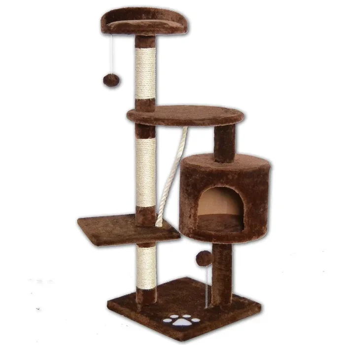 Albero Tiragraffi con Cuccia per Gatti H112 cm Rizzetti Rubik Marrone Vendita calda