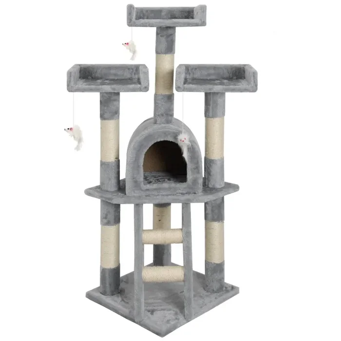 Albero Tiragraffi con Cuccia per Gatti H116 cm Rizzetti Silvestro Grigio