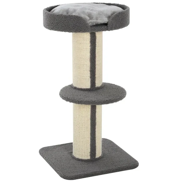 Albero Tiragraffi con Cuccia per Gatti in Legno Sisal 45x45x81 cm Grigia