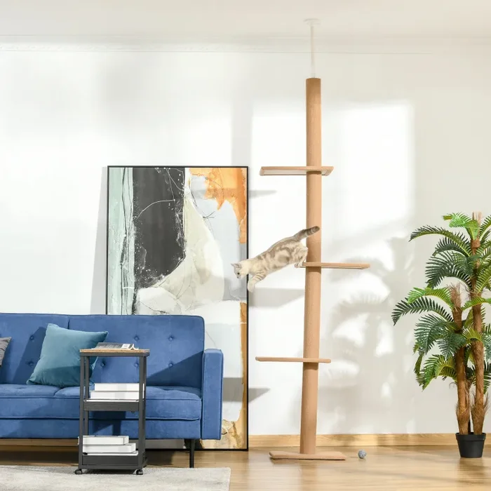 Albero Tiragraffi per Gatti 43x27x228-260 cm con Fissaggi oa Soffitto Marrone - immagine 2