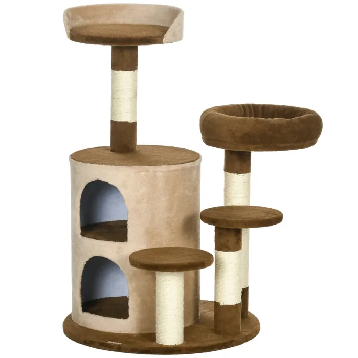 Albero Tiragraffi per Gatti con Casetta Ø59×96 cm in Peluche Marrone Vendita online
