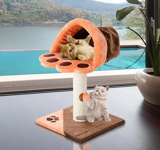 Albero Tiragraffi per Gatti con Cuccia in Peluche 40x40x60 cm - immagine 2