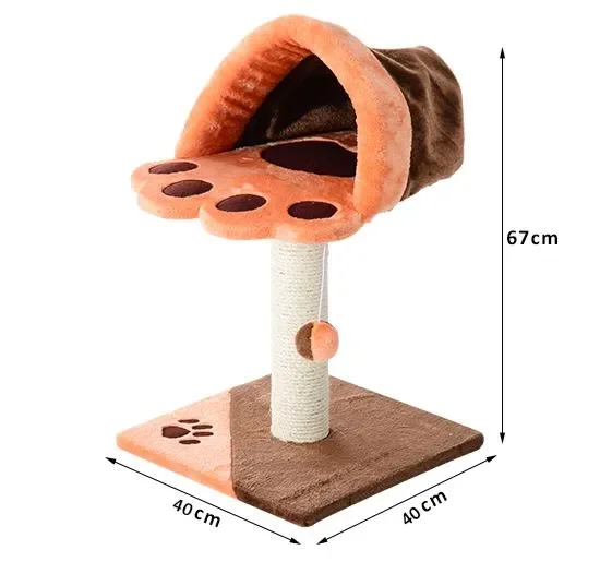 Albero Tiragraffi per Gatti con Cuccia in Peluche 40x40x60 cm - immagine 3