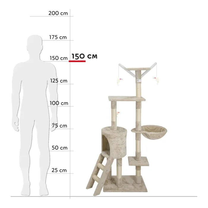 Albero Tiragraffi per Gatti H150 cm Rizzetti Matis Beige - immagine 3