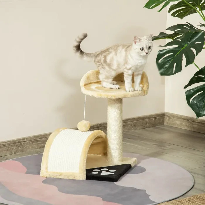 Albero Tiragraffi per Gatti per Gioco e Relax 36x36x44 cm Beige - immagine 2