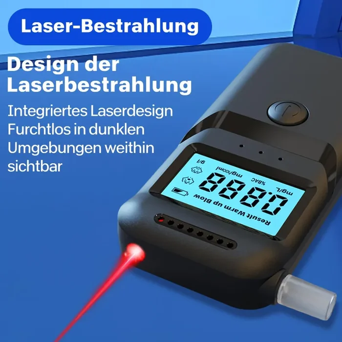 Alcohol tester con 15 bocchini, tester per alcol con schermo LCD, etilometro digitale con illuminazione di emergenza a LED, per test di alcol - immagine 3