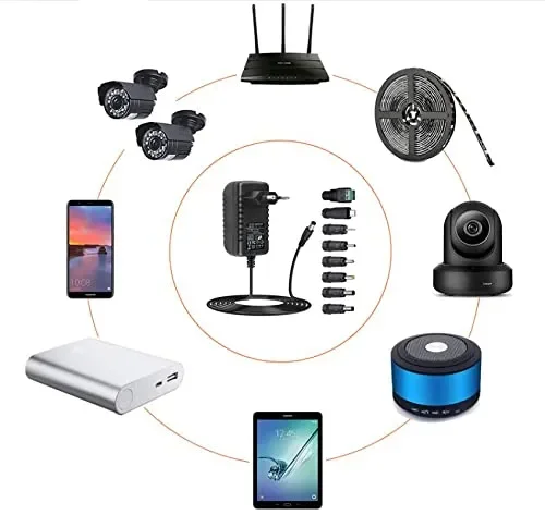 Alimentatore AC 12V 2A Alimentatore AC220V da 230V a DC12V con 8 adattatori per spina Caricabatteria DC12V 500mA 1000mA 1500mA 2000mA Adattatore AC-DC (DC12V-2A) - immagine 3