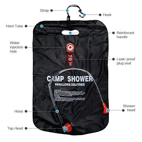 ALIXIN-20L/5 Galloni riscaldamento esterno campeggio doccia da bagno,doccia… - immagine 3