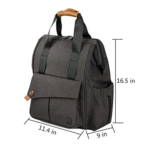 ALLCAMP Zaino Mamma Multifunzione neonato Fasciatoio Bambino Nero-1 - immagine 2