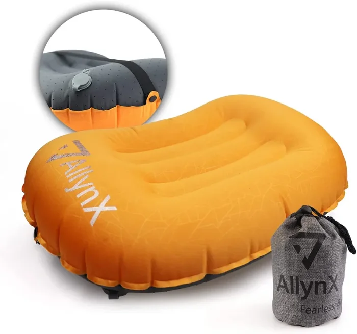 AllynX – Cuscino gonfiabile ultraleggero compatto per collo e supporto lombare durante il campeggio, zaino in spalla, colore: Nero grafite In saldo - immagine 2