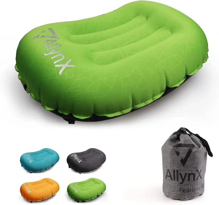 AllynX – Cuscino gonfiabile ultraleggero compatto per collo e supporto lombare durante il campeggio, zaino in spalla, colore: Nero grafite In saldo - immagine 3