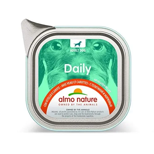 almo nature Daily Menu Dog No Grain Pate con Vitello e Carote, 100 g,…