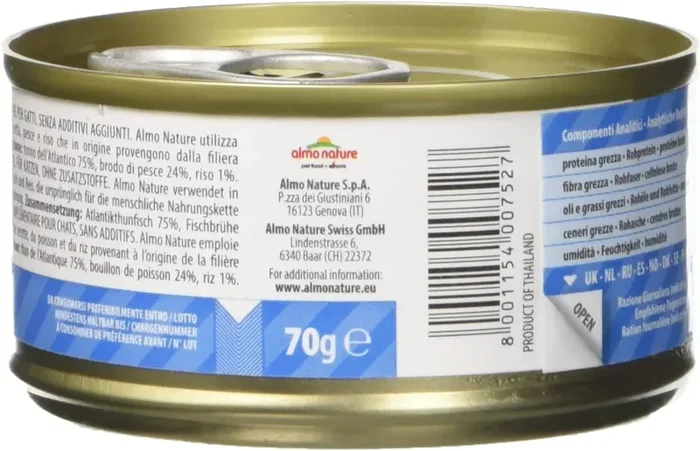almo nature Megapack Tonno dell’Atlantico – cibo umido per gatti adulti 100% naturale – pacco da 6x70g lattine Fornitura - immagine 3