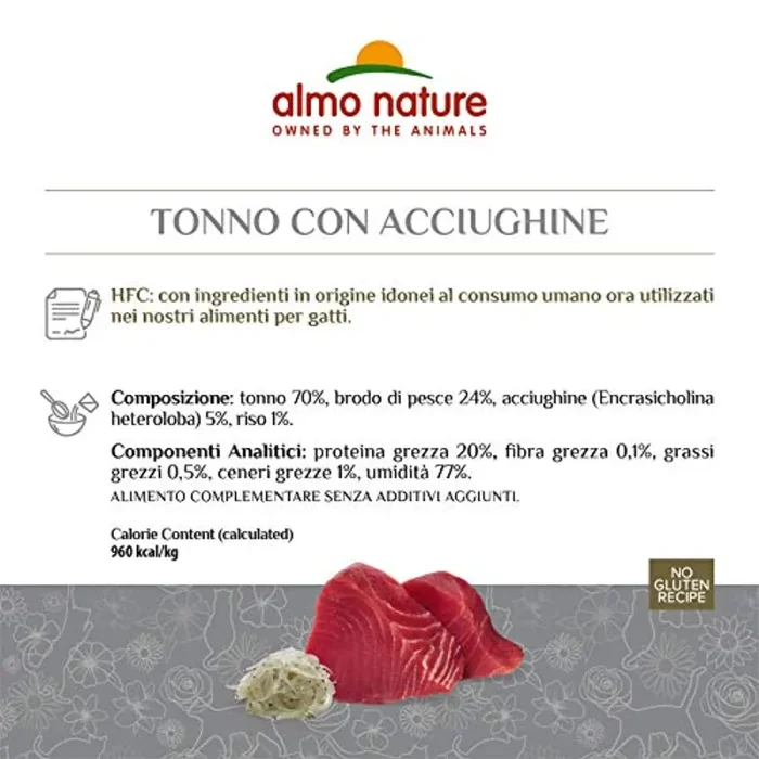 almo nature Multi Pack -Gusti Tonno Assortiti (2 x Tonno, Pollo e Formaggio; 2 x Tonno e Acciughine, 2X Trota e Tonno) Cibo Umido per Gatti Adulti 100% Naturale. Confezione da 6 lattine x 70g - immagine 2