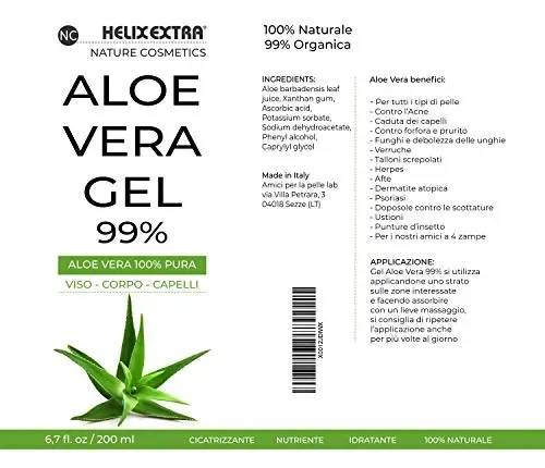 Aloe Vera Gel 100%, aloe vera gel puro e biologico. Per Viso, Corpo e… Vendita online - immagine 3