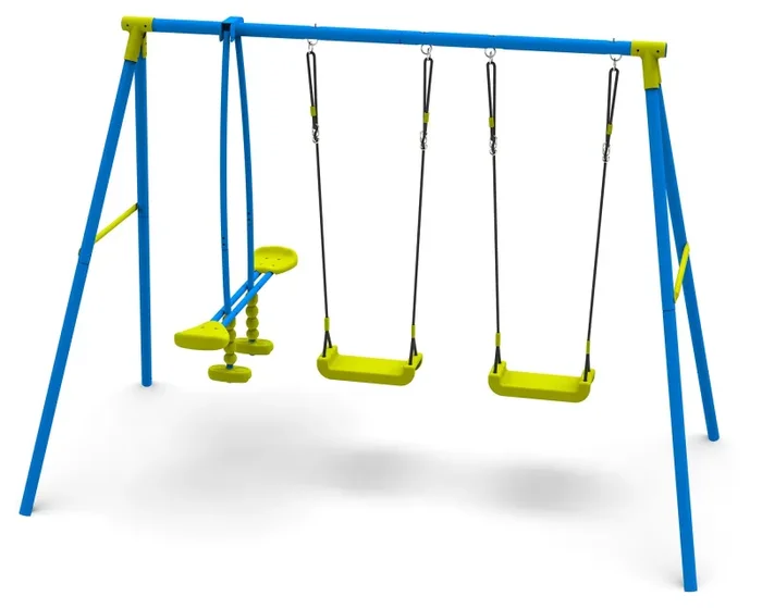 Altalena da Giardino 4 Posti 295x170x180 cm con Cavallina in Acciaio Sconti