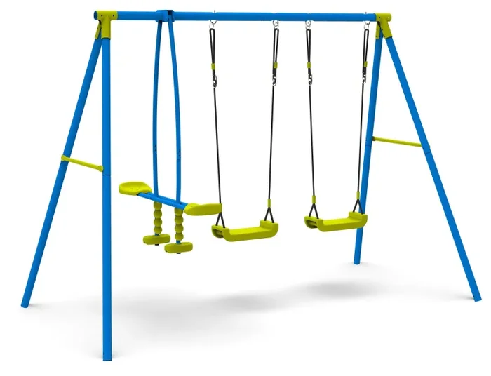 Altalena da Giardino 4 Posti 295x170x180 cm con Cavallina in Acciaio Sconti - immagine 2