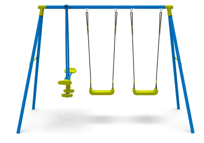 Altalena da Giardino 4 Posti 295x170x180 cm con Cavallina in Acciaio Sconti - immagine 3