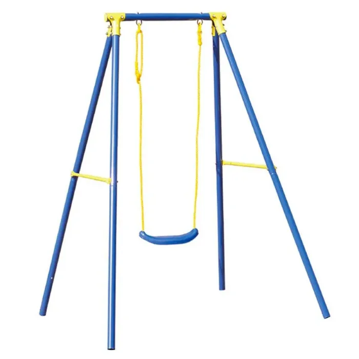 Altalena da Giardino per Bambini in Ferro Blu e Giallo