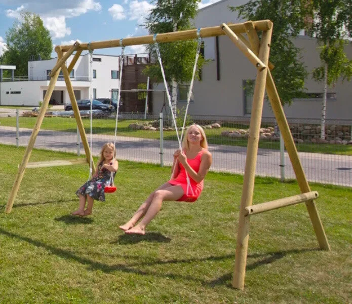 Altalena Doppia per Bambini 310x194x230 cm Minny in Legno di Pino Impregnato Online