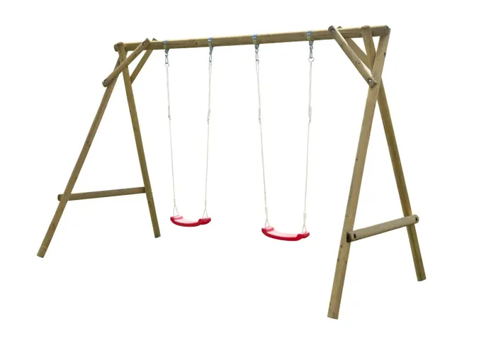 Altalena Doppia per Bambini 310x194x230 cm Minny in Legno di Pino Impregnato Online - immagine 2