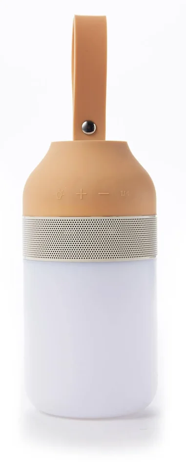 Altoparlante Bluetooth con Lampada LED 7,6×7,6×1,5 cm in Plastica Bianco Panna