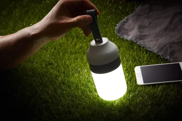 Altoparlante Bluetooth con Lampada LED 7,6×7,6×1,5 cm in Plastica Grigio - immagine 3