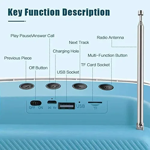 Altoparlante Bluetooth Portatile Retrò – Cassa Senza Fili con Radio FM e blu Vendita online - immagine 2