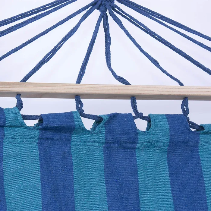 Amaca da Giardino 100×200 cm in Policotone e Legno di abete Blu e Turchese - immagine 3