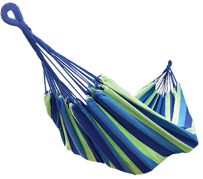 Amaca da Giardino in Cotone 2x1m 120Kg Menzi Blu e Verde - immagine 2