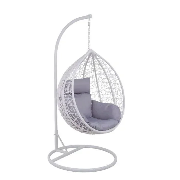 Amaca Dondolina da Giardino 102x74x197 cm in Corda Effetto Rattan Nest Bianca