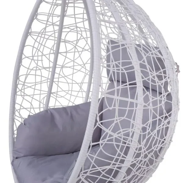 Amaca Dondolina da Giardino 102x74x197 cm in Corda Effetto Rattan Nest Bianca - immagine 2