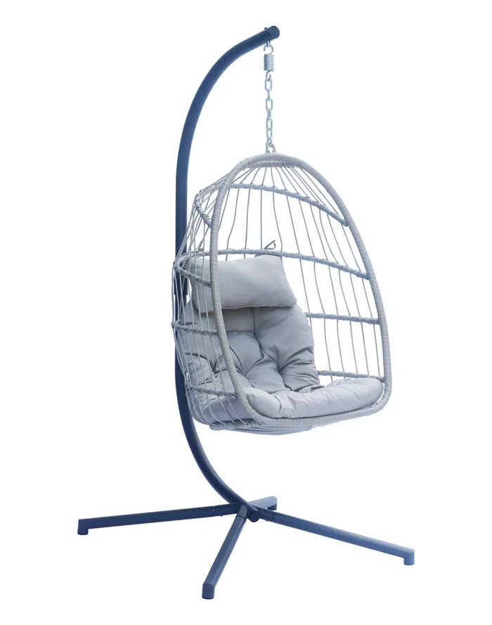 Amaca Dondolina da Giardino 96x198x115 cm in Corda e Alluminio Grigio e Antracite